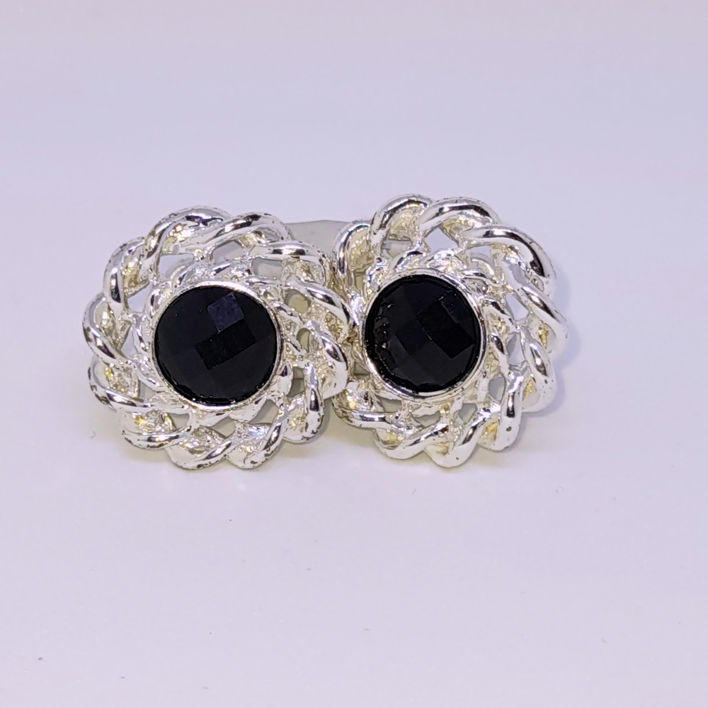 Elegant Silver and Black Earrings